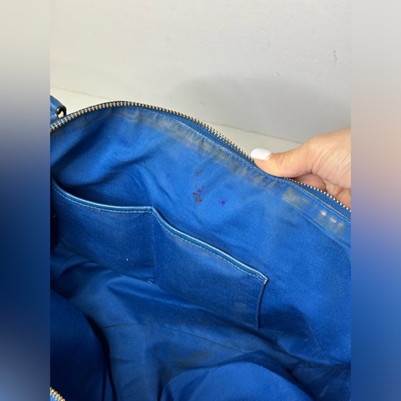 Coach Blue Leather HandBag Outside Pockets 2 Handles - Picture 13 of 13